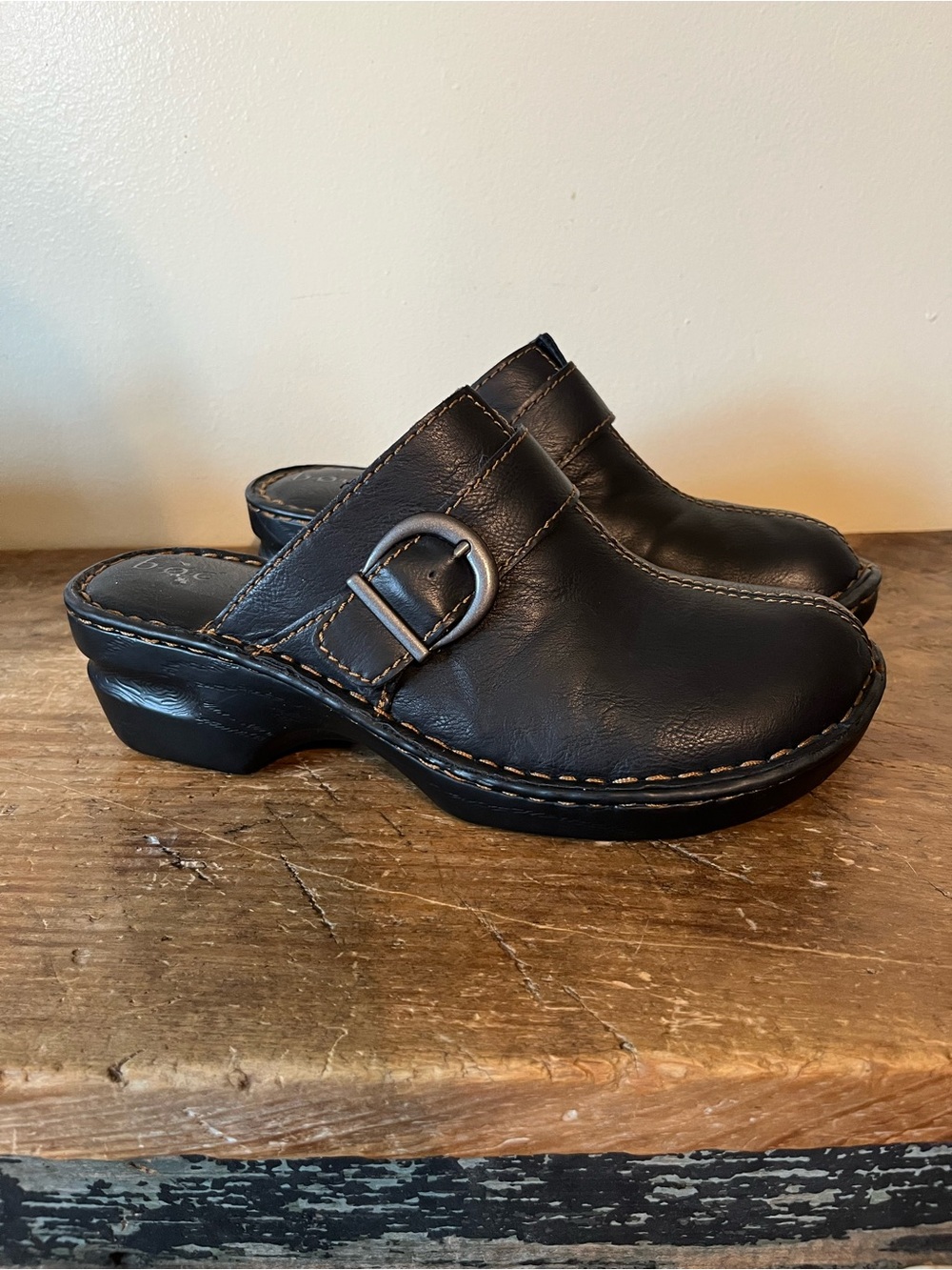 b.o.c. Black Mule Clogs with Side Buckle